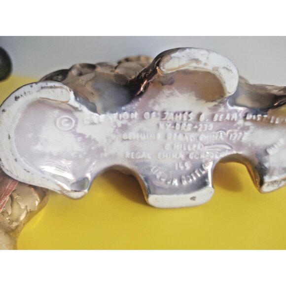 Jim Beam Whiskey Decanter Gold and Pink Flower Design by Regal Ceramics 1972 - Picture 5 of 11